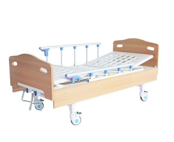E1實木兩功能護理床（四腳剎車、五檔護欄）